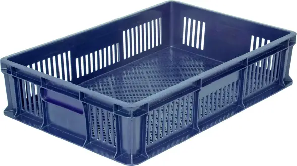 Ящик пластиковый перфорированный, 600×400×140 мм, 27 л, синий [705.01.02]