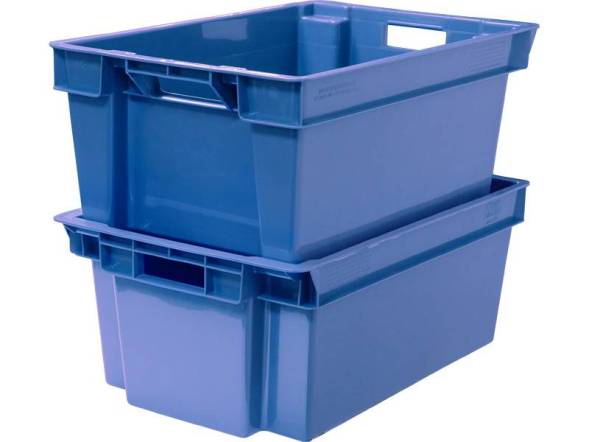 Ящик пластиковый сплошной, 600х400х250 мм, синий [125-2]