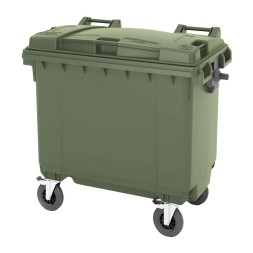 Мусорный контейнер  для ТБО/ТКО, 770 л, на колёсах, с крышкой, пластик, евро, цвет: зеленый