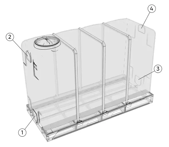 Емкость KR 4000л под плотность до 1.2 г/см3 белая в обрешетке (полный слив)
