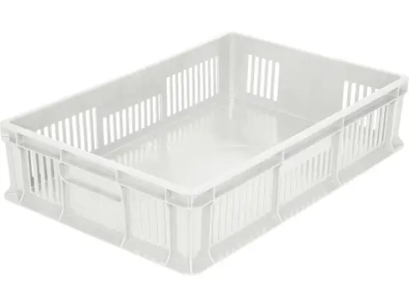 Ящик пластиковый перфорированный, 600×400×140 мм, 27 л, зелёный [705.02.02]