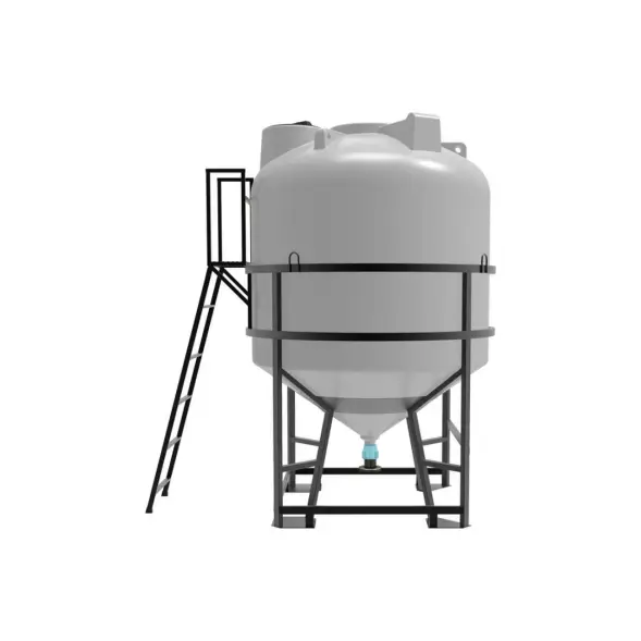 Емкость ЦКТ 5000 л с патрубком 90мм с фланцем под плотность до 1,2 г/см3 белая в обрешетке с лестницей