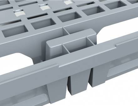 Паллет (поддон) пластиковый перфорированный вкладываемый на 3-х полозьях, 1200х800х150 мм, серый [02.122.91.PE]