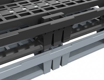 Паллет (поддон) пластиковый перфорированный вкладываемый на 3-х полозьях, 1200х800х150 мм, серый [02.122.91.PE]