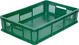 Ящик пластиковый сплошной, 600×400×140 мм, 27 л, зелёный [705.02.03]