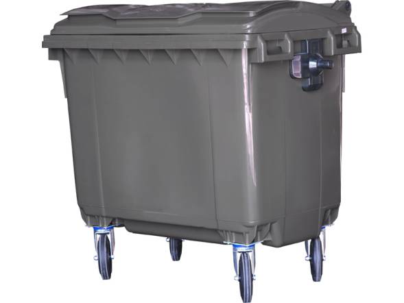 Пластиковый мусорный контейнер на колесах, 660л, серый