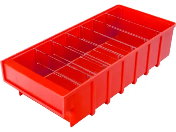 Контейнер полочный пластиковый, 400x185x100 мм, 7.4 л, красный [6003]