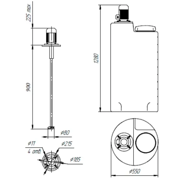 Емкость дозировочная 200 усиленная до 1.3 белая N с пропеллерной мешалкой