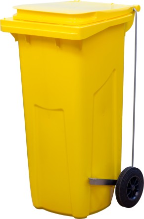 Пластиковый мусорный контейнер с крышкой, 120л, на колёсах, цвет: зеленый