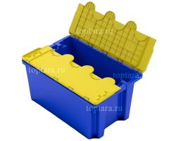 Пластиковый ящик 600х400х400 конусный сплошной с крышкой