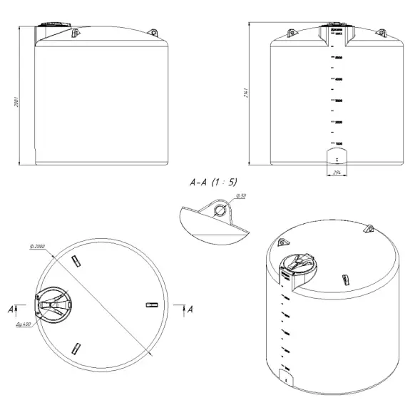 Емкость TRN 6000л с откидной крышкой синяя