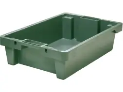 Ящик пластиковый со сплошными стенками и дном, 600х400х150 мм, зеленый [225]