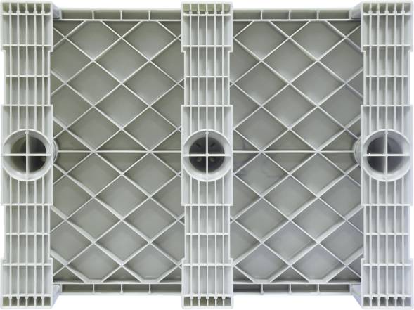 Паллет (поддон) пластиковый сплошной на 3-х полозьях, 800x600х150 мм, серый [TR 680]