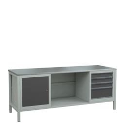 Верстак 2000 с тумбой с полкой и тумбой с выдвижными ящиками [9632]