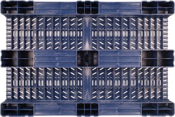 Паллет (поддон) пластиковый перфорированный на 3-х полозьях, 1200х800х150 мм, зеленый [TR 1208-2]