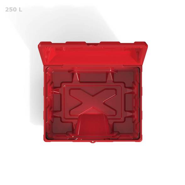 Ящик для соли, реагентов 250 литров с дозатором, красный