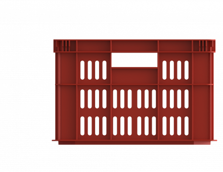 Ящик пластиковый универсальный пищевой с перфорированными стенками и сплошным дном, 600х400х259 мм, красный [12.435Lе.40.PE]