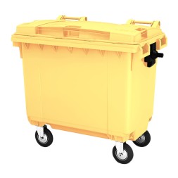 Контейнер для мусора (ТБО/ТКО), 660 литров, на колесах, с крышкой, пластик, цвет: жёлтый