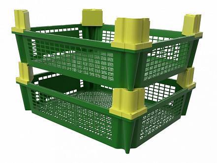 Ящик (контейнер) пластиковый для фруктов и овощей, 508x406x175 мм, зеленый [54175]