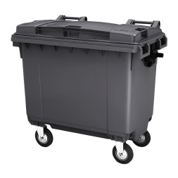Контейнер для мусора (ТБО/ТКО), 660 литров, на колесах, с крышкой, пластик, цвет: серый