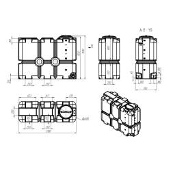 Емкость пластиковая для воды и дизельного топлива ST 2000 л с патрубками d100мм и резьбовой крышкой под плотность вещества до 1.0 г/см3, белый