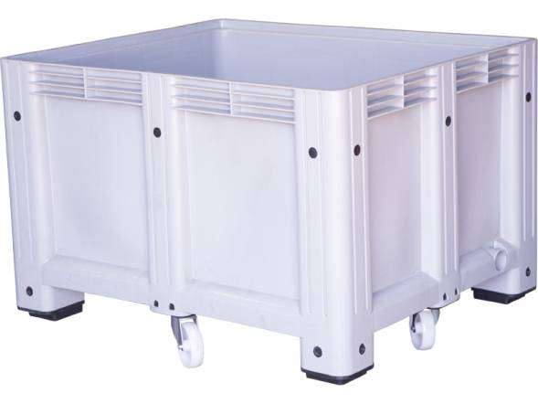 Крупногабаритный пластиковый контейнер сплошной на колёсах Big Box, 1200х1000х760, серый [D-Box 1210 SW (760) на колесах (Вар.2)]