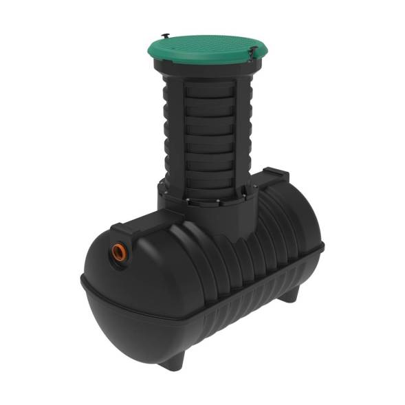 Автономная канализация Rostok Ground 4 с горловиной 1000 мм и самотечным отведением, 1800л, черный