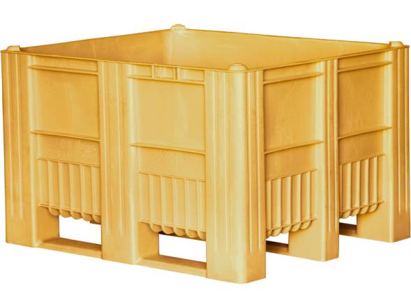 Крупногабаритный пластиковый контейнер сплошной на полозьях BoxPallet, 1200x1000x740 мм, желтый [C-Box 1210 S (740)]