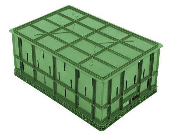 Пластиковый ящик под овощи 600х400х260 малоперфорированные борта