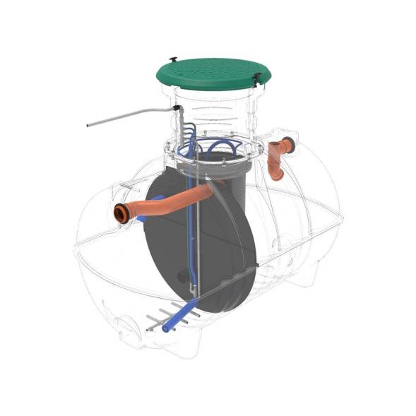 Автономная канализация Rostok Ground 6 с горловиной 1000 мм и самотечным отведением, 2800л, черный [5042.2800.899.001]