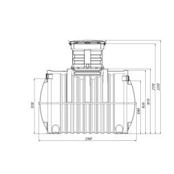 Автономная канализация Rostok Ground 8 с горловиной 600 мм и принудительным отведением, 3500 л, черный [504.3000.899.003]