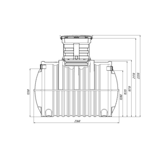 Автономная канализация Rostok Ground 8 с горловиной 600 мм и принудительным отведением, 3500 л, черный [504.3000.899.003]