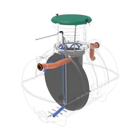 Автономная канализация Rostok Ground 8 с горловиной 600 мм и принудительным отведением, 3500 л, черный [504.3000.899.003]