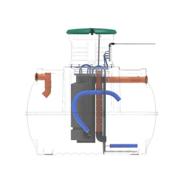 Автономная канализация Rostok Ground 8 с горловиной 600 мм и принудительным отведением, 3500 л, черный [504.3000.899.003]