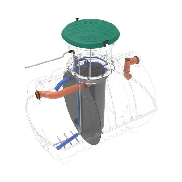 Автономная канализация Rostok Ground 8 с горловиной 600 мм и принудительным отведением, 3500 л, черный [504.3000.899.003]