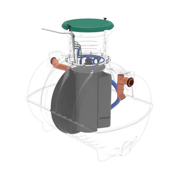Автономная канализация Rostok Ground 8 с горловиной 600 мм и принудительным отведением, 3500 л, черный [504.3000.899.003]
