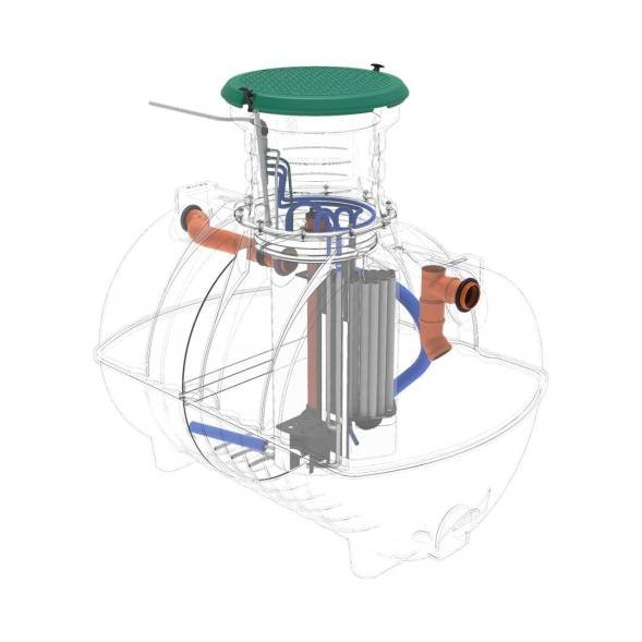 Автономная канализация Rostok Ground 8 с горловиной 600 мм и принудительным отведением, 3500 л, черный [504.3000.899.003]