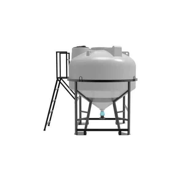 Емкость ЦКТ 3000 л с патрубком 110мм с фланцем под плотность до 1,2 г/см3 белая в обрешетке с лестницей
