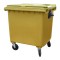 Мусорный контейнер для ТБО/ТКО, 1100 л, на колёсах, с крышкой, пластик, евро, цвет: желтый