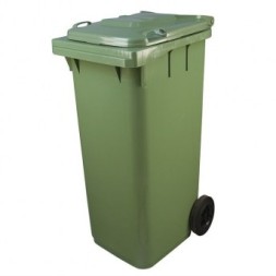 Пластиковый мусорный контейнер с крышкой, 240л, на колёсах, цвет: зеленый