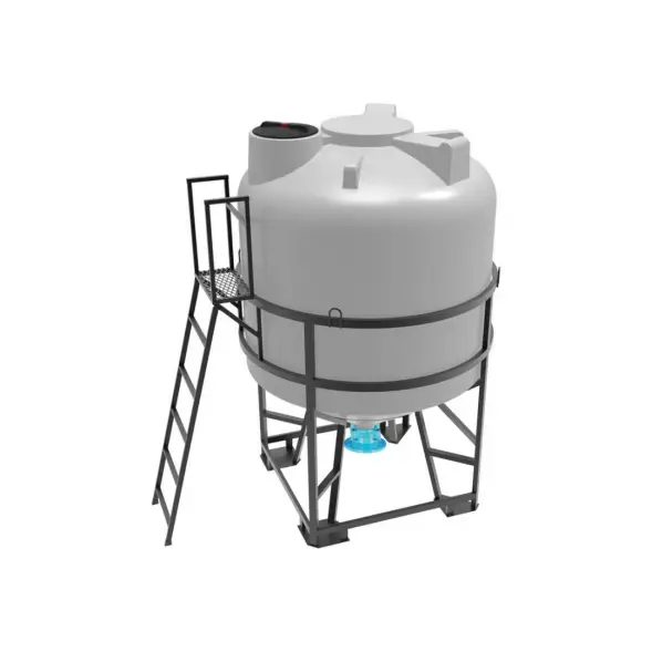 Емкость ЦКТ 5000 л с патрубком 160мм с фланцем под плотность до 1,2 г/см3 белая в обрешетке с лестницей
