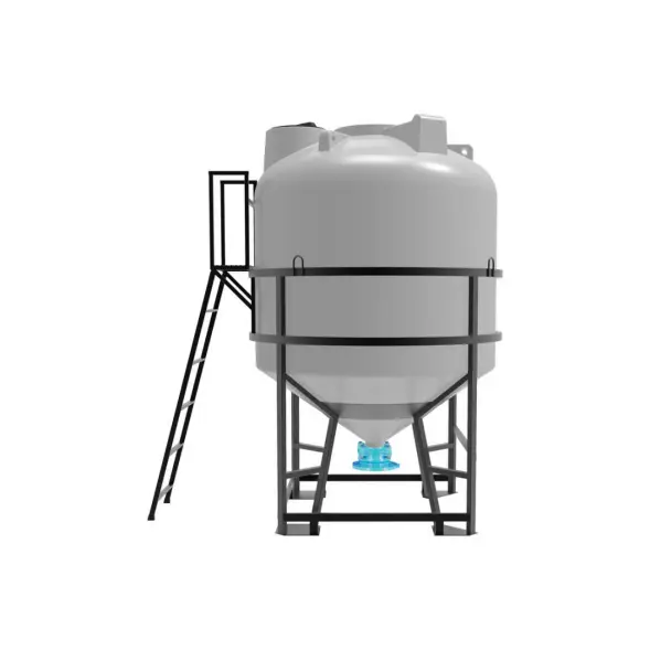 Емкость ЦКТ 5000 л с патрубком 160мм с фланцем под плотность до 1,2 г/см3 белая в обрешетке с лестницей