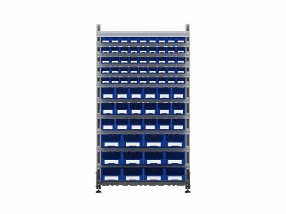 Стеллаж для пластиковых лотков ДВК SORTEX односторонний 1800x1000x450.06