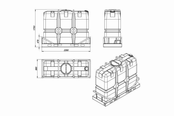 Емкость SK 2000л синяя в обрешетке