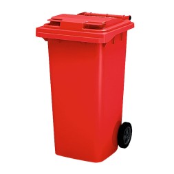 Мусорный контейнер для ТБО/ТКО, 240 л, на колёсах, с крышкой, пластик, евро, цвет: красный