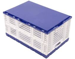 Ящик пластиковый складной с перфорированными стенками, 600х400х310 мм, белый [600400310-01]