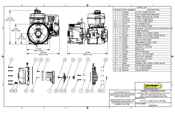 Мотопомпа бензиновая Banjo 200P6PRO для КАС/СЗР комплект с фитингами