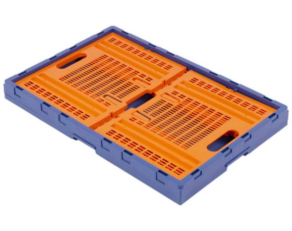 Ящик пластиковый складной с перфорированными стенками, 600х400х310 мм, оранжевый [600400310-01]